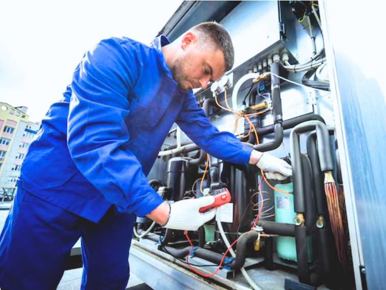 HVAC technician working on equipment